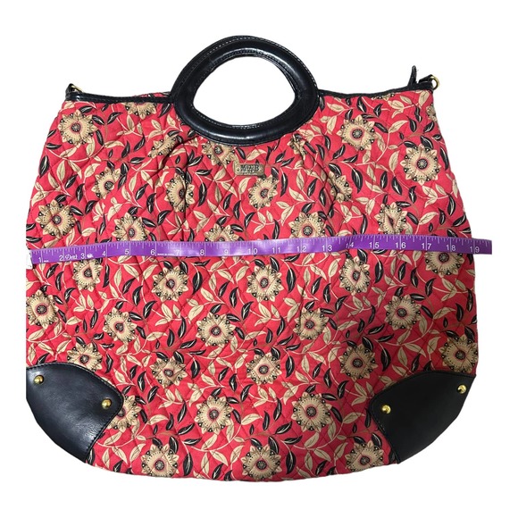 Maggie B Red Ditzy Floral Print Small Top Handle Tote - Picture 3 of 7